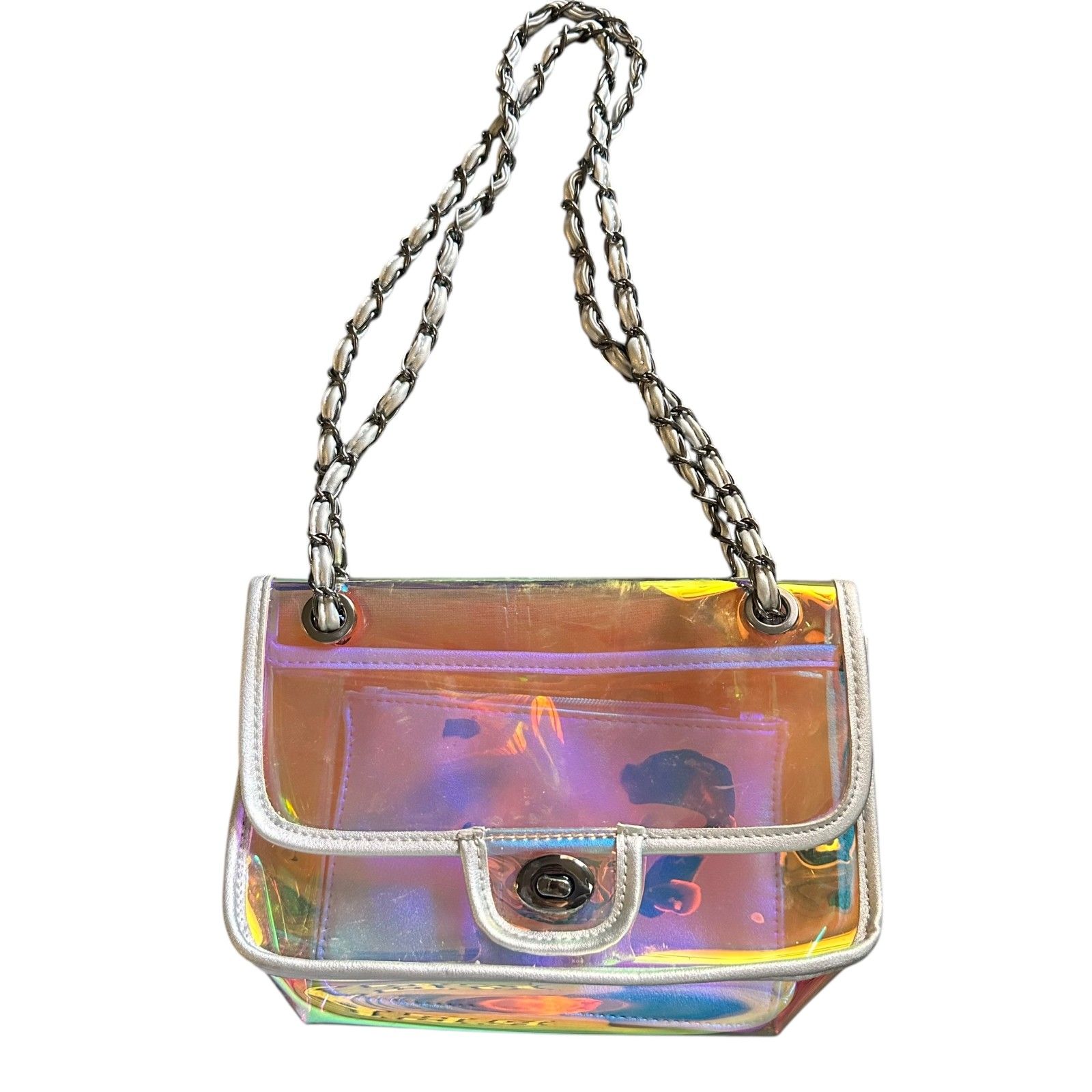 Aqua Pvc Clear Rainbow Shoulder Bag
